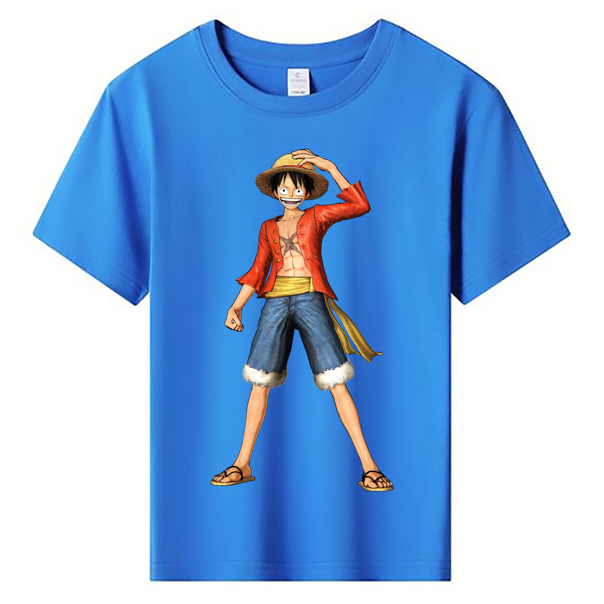 ワンピース モンキー・D・ルフィ ONE PIECE Monkey D. Luffy 綿100％キッズTシャツ（フロントプリント）